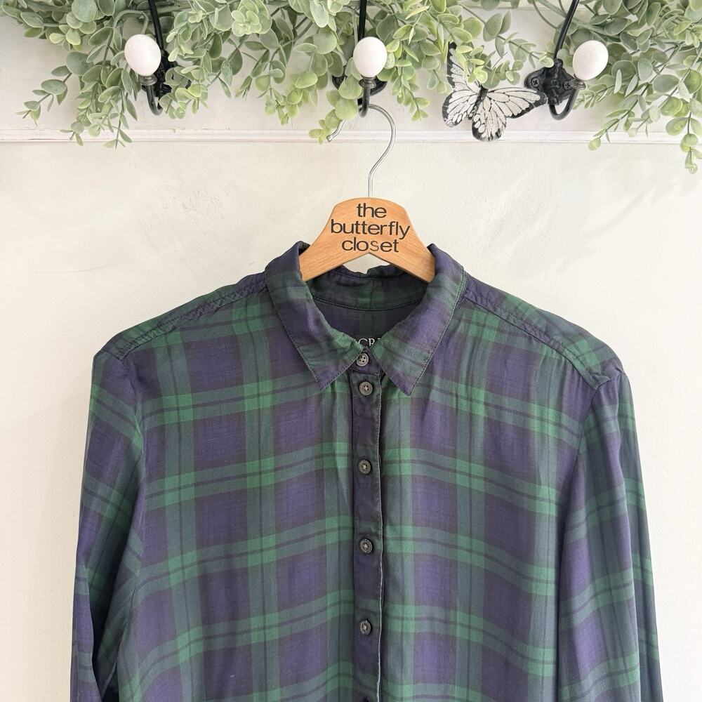 J.Crew Drapey button-up shirt in Black Watch tartan Size L VV4934 HO24 - Picture 5 of 7